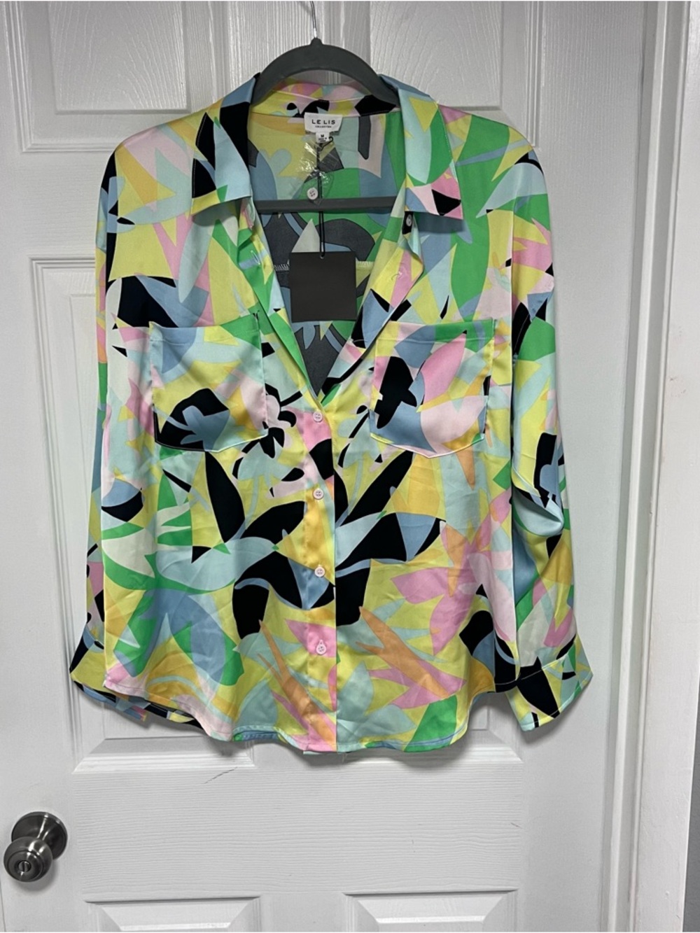 Le Lis Multicolor Abstract Button-Down Shirt - Size M